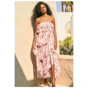 MISA Floral Strapless Maxi Dress